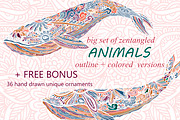 Animals in zentangle doodle style, an Illustration by Tierre3012 (Thumbnail 1 of 23)