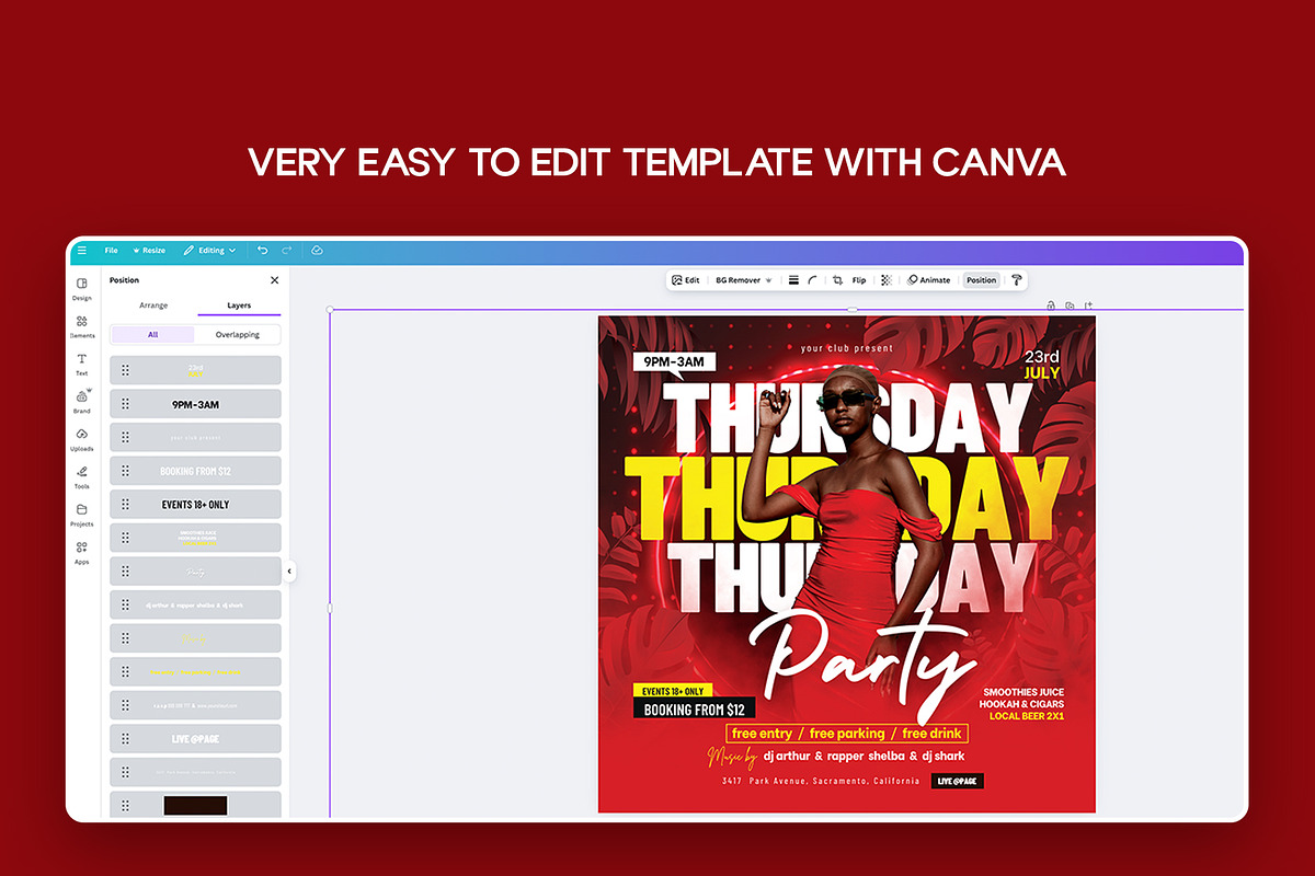 Editable Night Club Flyer, a Templates & Theme by iDoodle Studio (Photo 3 of 5)