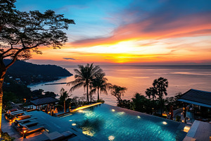 Breathtaking ocean sunset over the h, a Photo by Iftikhar Alam