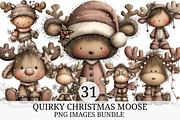 Quirky Christmas Moose Clipart, an Illustration by Craft Nest (Thumbnail 1 of 10)