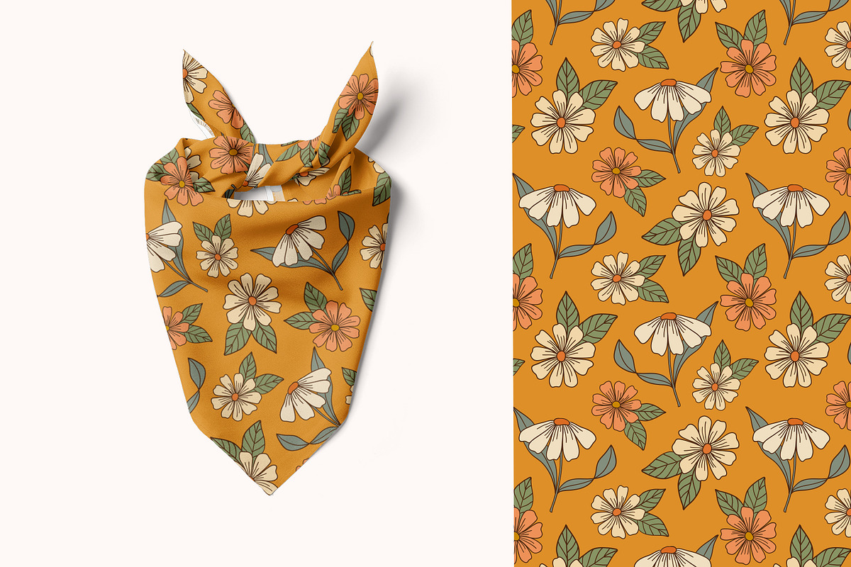 Retro floral patterns., a Pattern Graphic by hanifa_design (Photo 2 of 6)
