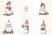 Funny Christmas Snowman Clipart, an Illustration by CrexoraLab (Thumbnail 2 of 5)