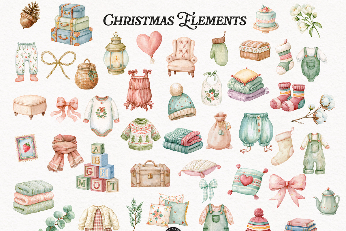 Vintage Christmas Atelier Clipart, an Animal Illustration by PaintPixelCo (Photo 5 of 16)
