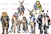 Dressed Animals Collection Clipart, an Animal Illustration by Watercolor Digital (Thumbnail 5 of 7)