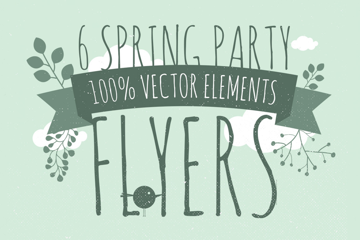 6 Spring Flyers Vector Print, a Flyer Template by DesignSomething