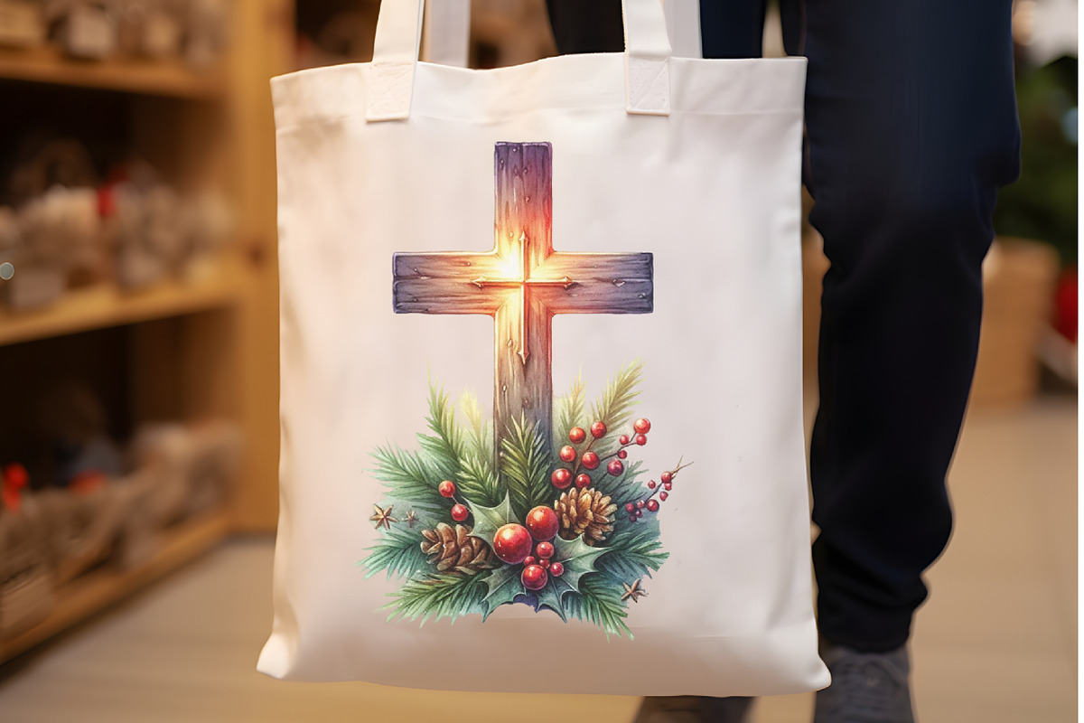 Christmas Cross Watercolor Clipart, a Seasonal Illustration by Rose Art (Photo 4 of 4)