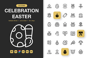 Celebration Easter Icons, an Icon by Spacepixel Creative