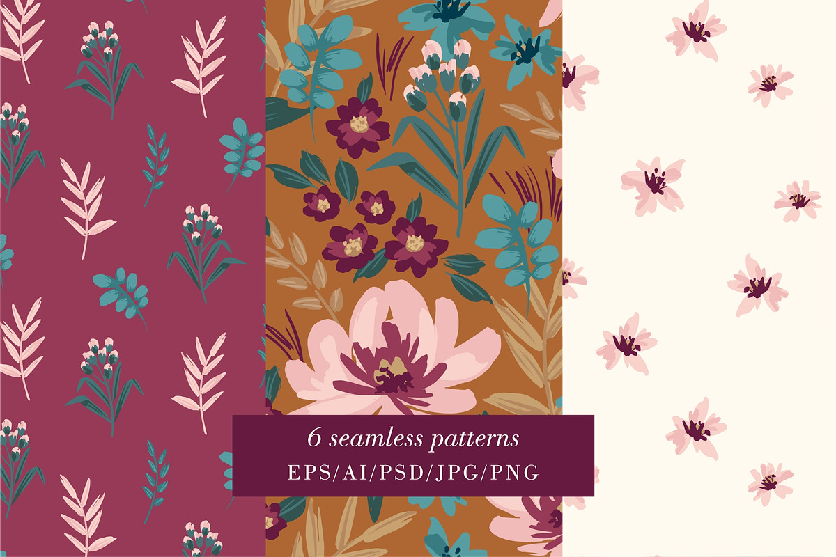 Floral Patterns & Borders, a Pattern Graphic by Nadia Grapes (Photo 3 of 8)