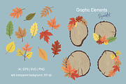 Fall Leaves Clipart, a Seasonal Illustration by DysenkaArt (Thumbnail 2 of 3)
