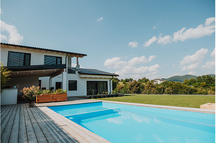 Modern house with swimming pool in
