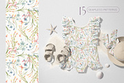 Birds and flowers watercolor clipart, a Decorative Illustration by Kate Lanbina (Thumbnail 12 of 15)