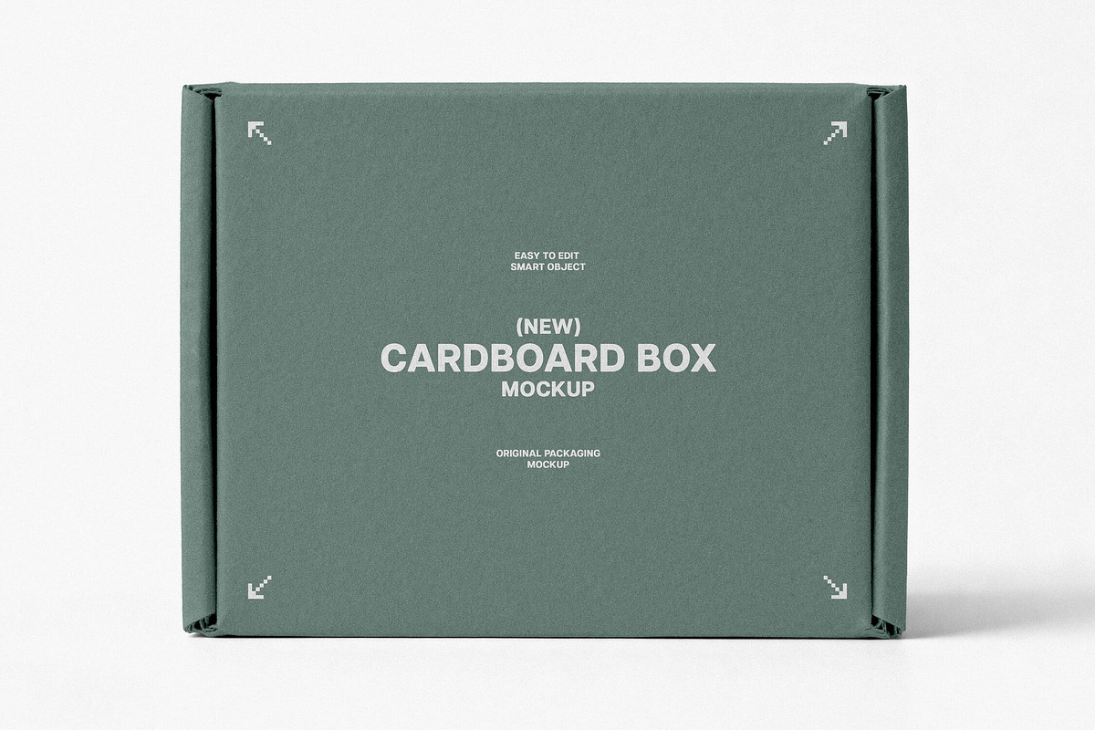 Front View Cardboard Box Mockup, a Packaging Mockup by Design Squad