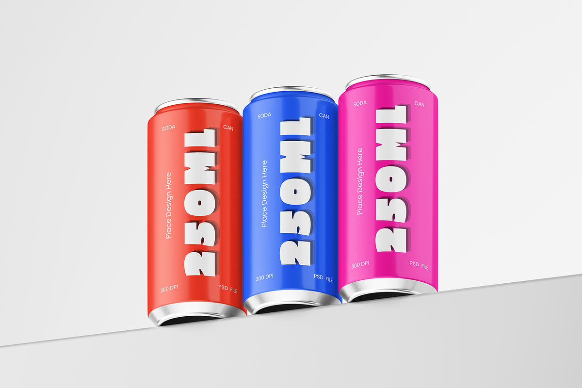 Soda Can Set Mockup, a Cups & Container Mockup by DSNA Mockup (Photo 3 of 5)