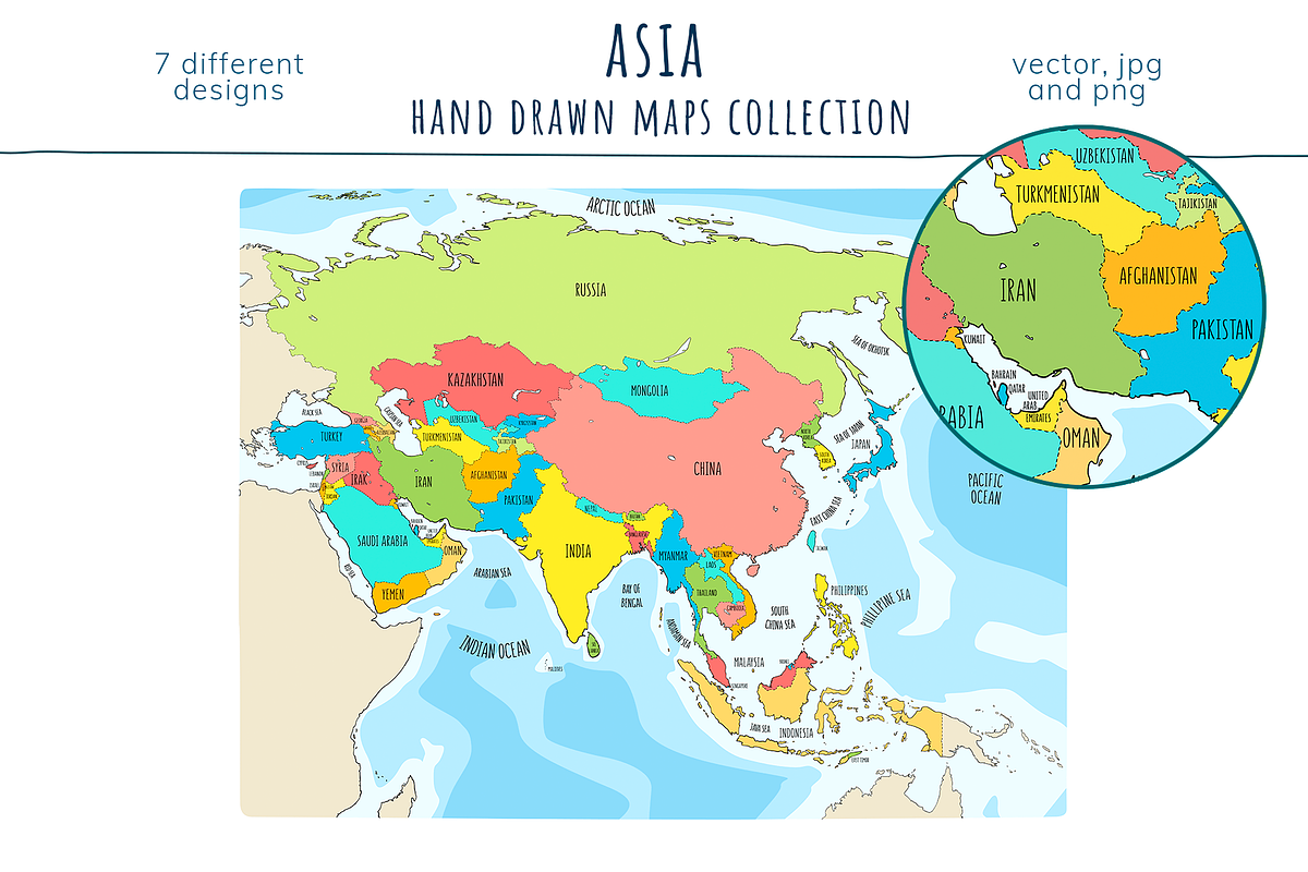 Asia Maps Collection, an Education Illustration by Illustrationsforteachers (Photo 2 of 8)