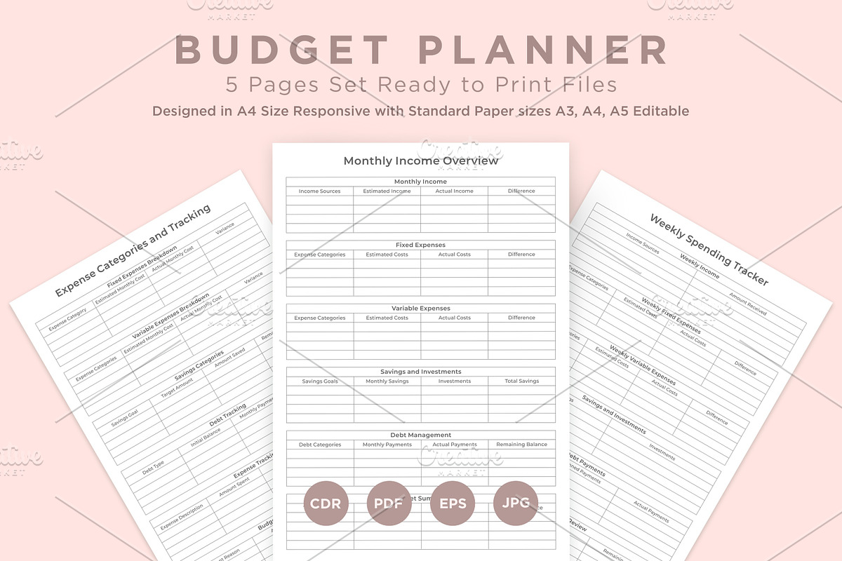 Budget Planner Pages Set V-02, a Stationery Template by shahsoft (Photo 1 of 3)