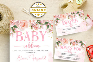 Baby in Bloom Baby Shower Template, an Invitation Template by SmmrDesign