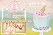 Ice Cream Watercolor Digital, an Illustration by Whimseez (Thumbnail 1 of 4)