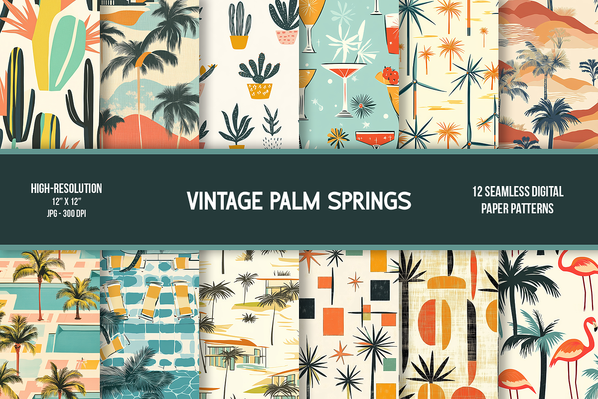 Vintage Palm Springs Seamless, a Pattern Graphic by Chromolume Studio (Photo 1 of 15)