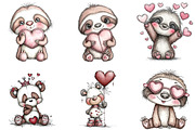 Whimsical Quirky Valentine Sloth PNG, a Graphic by CraftArtStudio (Thumbnail 5 of 6)
