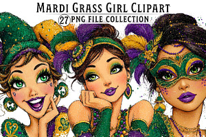 Mardi Grass Girl Clipart, an Illustration by Dream Creation