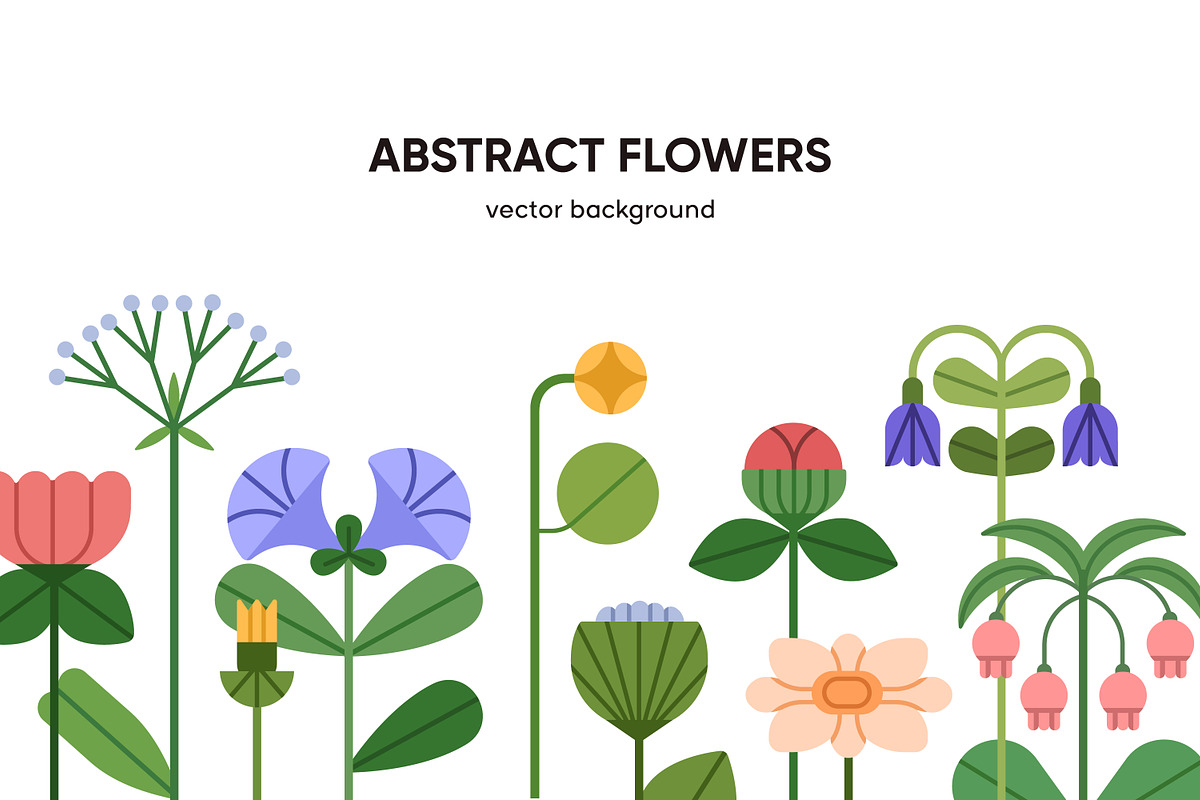 Abstract flowers border, banner, a Decorative Illustration by Good Studio (Photo 1 of 5)