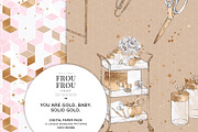 Gold Pink Stationery Paper Pack, a Pattern Graphic by Frou Fou Craft (Thumbnail 3 of 7)