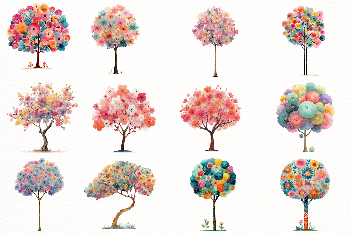 Quirky Rero Spring Trees Clipart, an Illustration by Designworld (Photo 3 of 5)