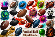 Splash American Football Ball Clipar, an Illustration by SVGArt (Thumbnail 1 of 8)