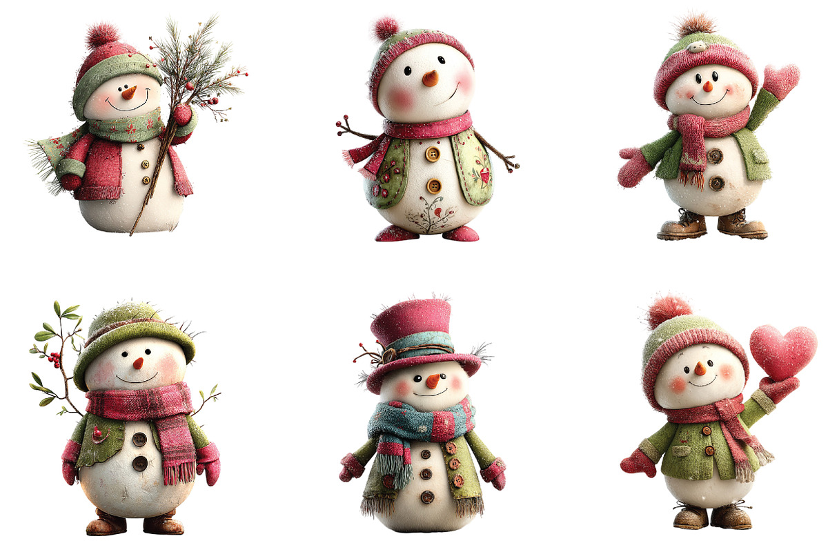 Watercolor Christmas Snowman Clipart, an Illustration by CraftArtStudio (Photo 2 of 6)