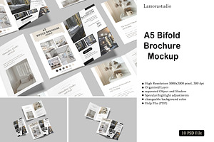 A5 Bifold Brochure Mockup, a Flyer Template by lamorastudio