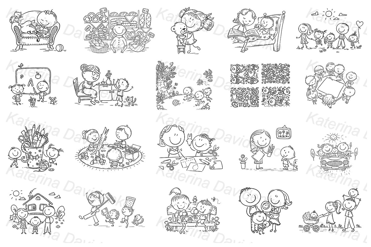 Coloring book cartoon kids bundle, an Illustration by Bubert Art (Photo 2 of 4)