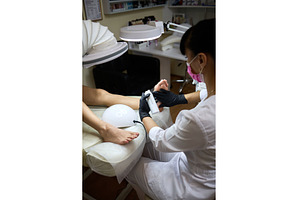 Professional pedicure with pink gel, a Beauty & Fashion Photo by wip3out