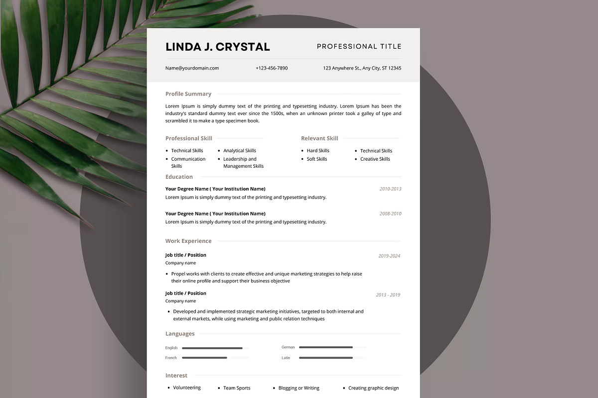 Minimalist Resume Template, CV Form, a Resume Template by BrushstrokeArtGB (Photo 5 of 5)