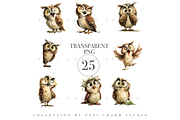 25 Owl Clipart PNGs, an Animal Illustration by Pati Charm Studio (Thumbnail 3 of 8)
