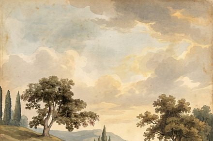 Vintage Landscape Wallpaper, a Decorative Illustration by Virgo Studio