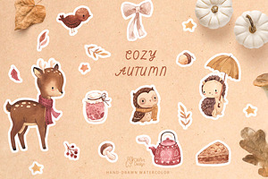 COZY AUTUMN Watercolor clipart, an Object Graphic by OlliArtDesign