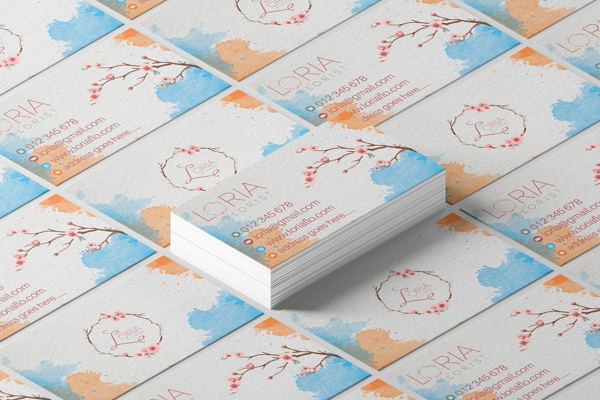 Floral Watercolor Business Card, a Business Card Template by Graphic Origin (Photo 1 of 3)