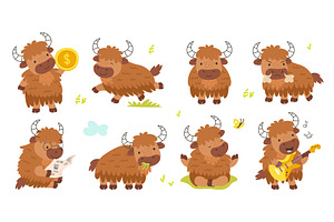 Yak characters. Isolated cartoon, an Illustration by Valerie Bodnar