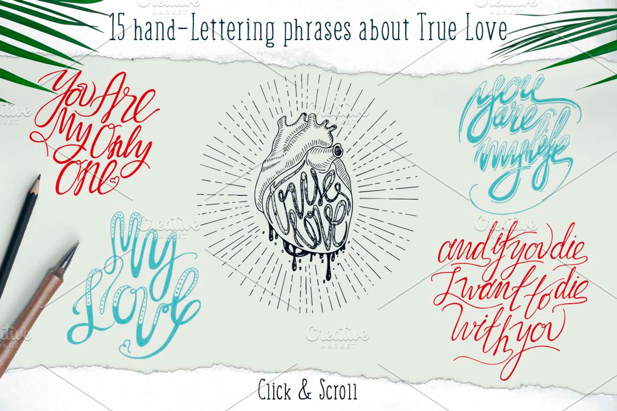 True Love Hand Lettering Set, a Decorative Illustration by Fluffy Unicorn (Photo 8 of 8)