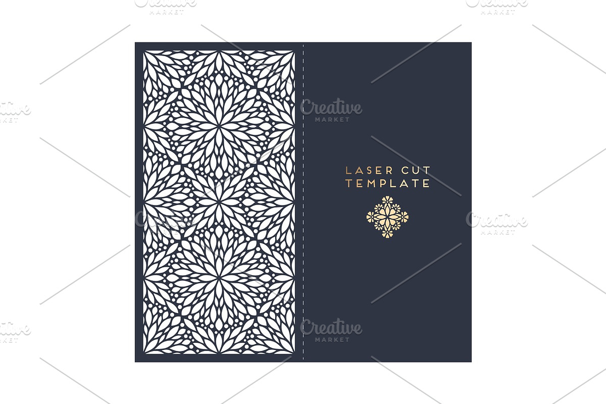 Vector wedding card laser cut template with mandala, a Card Template by Tori Shen