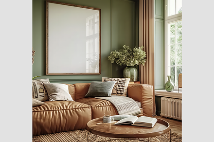 Mockup Frame in Living Room Interior, an Architecture Photo by GFXCity