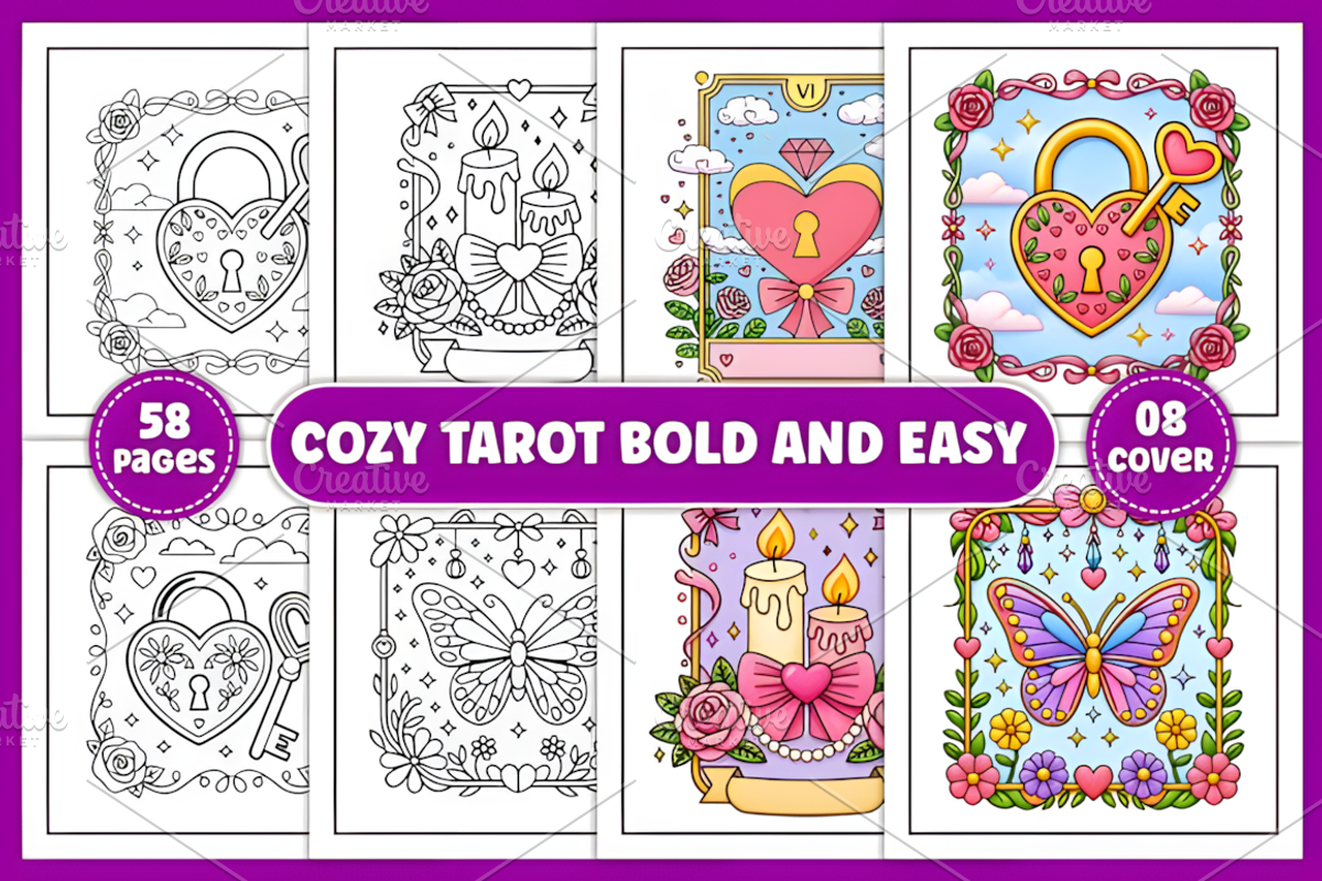 Cozy Tarot Bold &Easy Coloring Book, a Decorative Illustration by Design Station (Photo 1 of 4)
