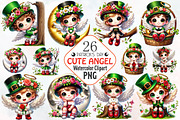 St. Patrick's Day Cute Angel Clipart, an Illustration by RobertsArt (Thumbnail 1 of 7)