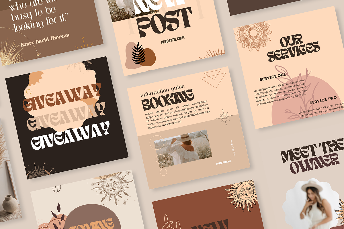 75 Boho Instagram Post Templates, a Social Media Template by The Lone Crowd (Photo 2 of 8)