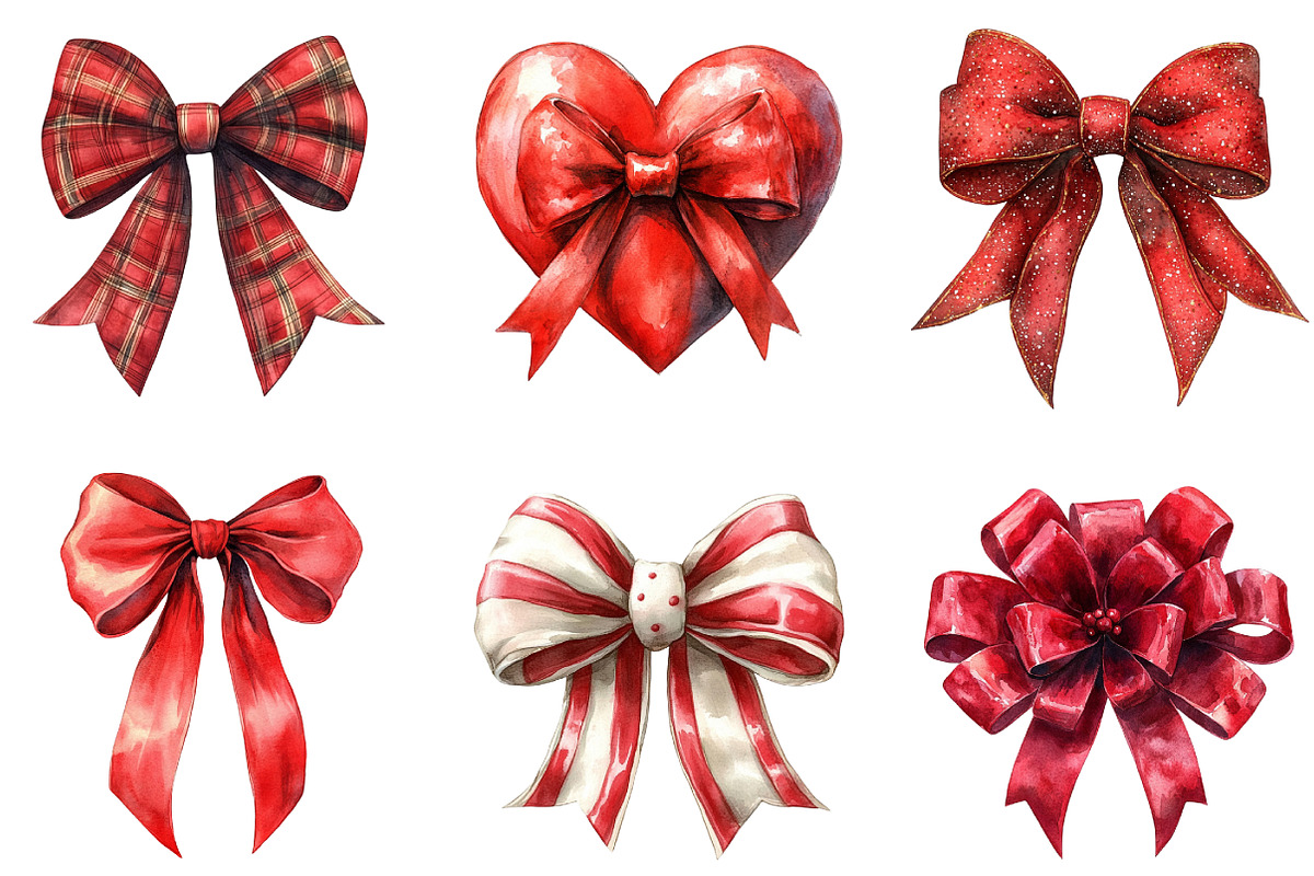 Red Coquette Christmas Bow Clipart, an Illustration by DreamArtGraphic (Photo 2 of 5)