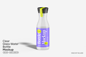 Clear Glass Water Bottle Mockup, a Packaging Mockup by Permadi Creative