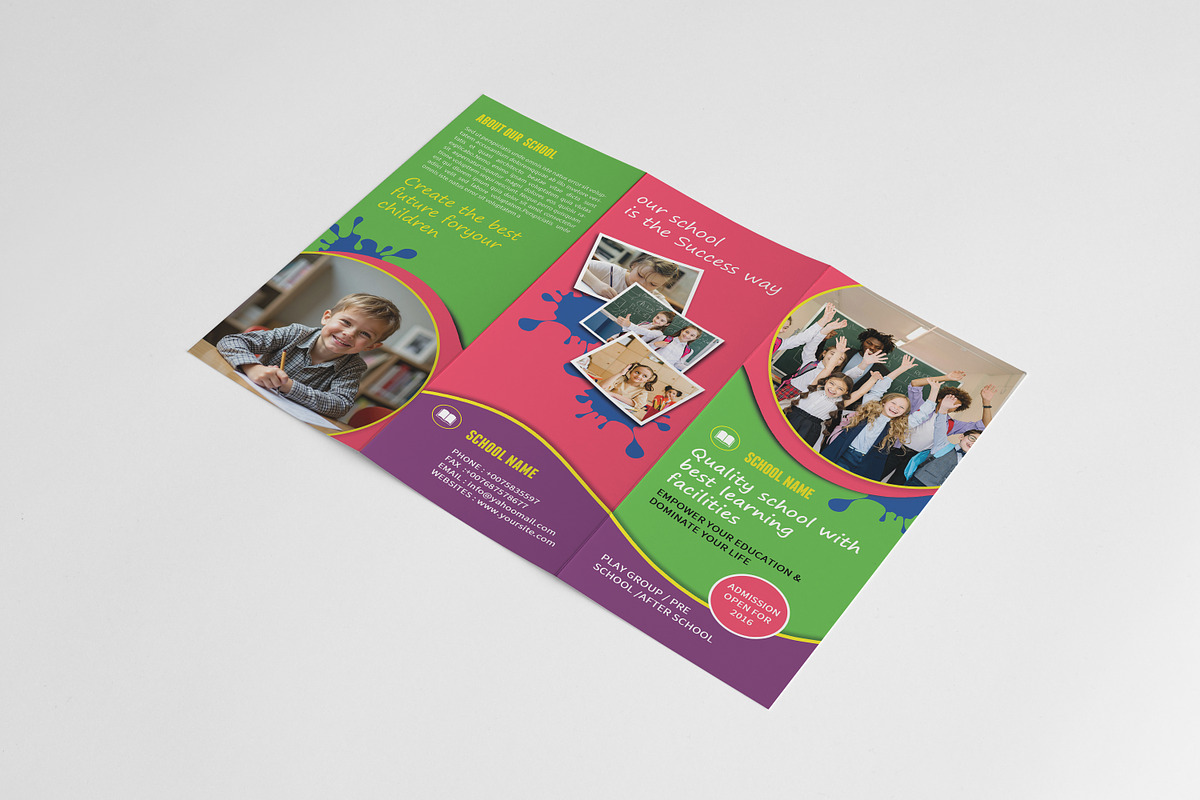 School Admission Trifold Brochure, a Brochure Template by retrographix (Photo 4 of 5)