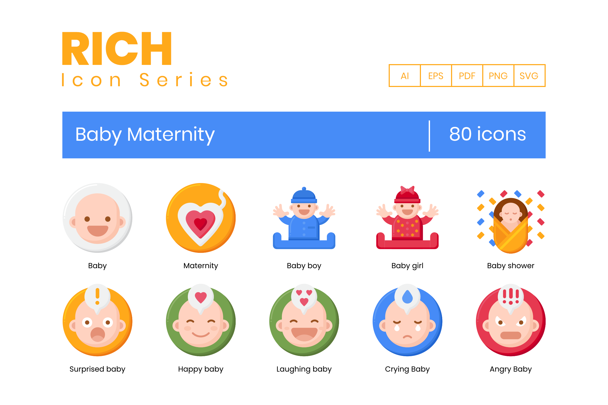 80 Baby-Maternity Icons | Rich, an Outline Icon by Flat Icons