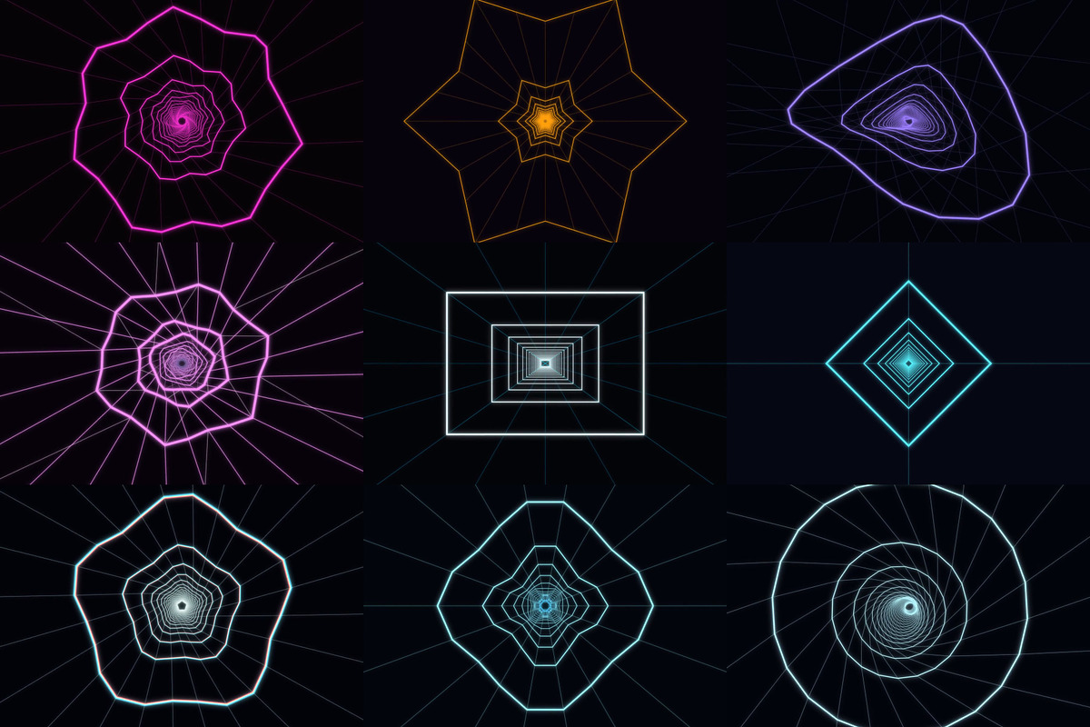 Infinite Neon Tunnels: 4K Loops, a Background Graphic by cheapmotiongraphics (Photo 3 of 7)
