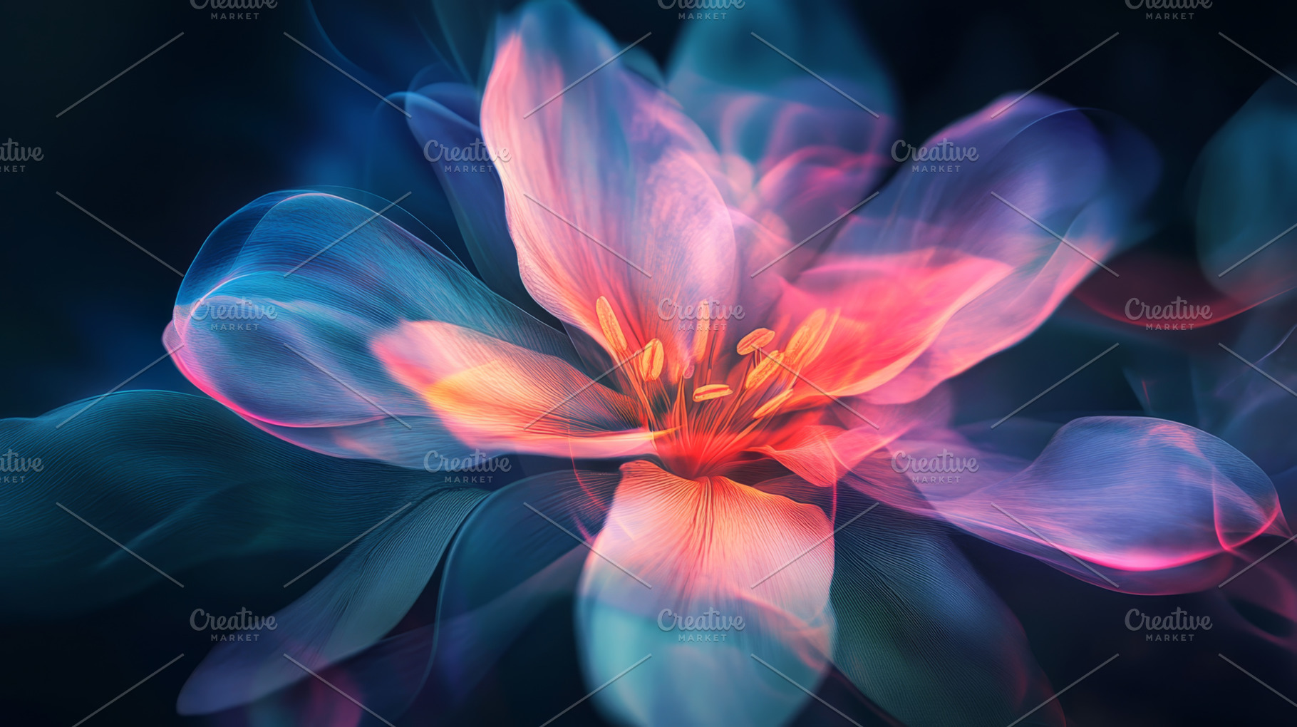 Abstract Flower with Neon Colors and Fluid Motion, an Abstract Photo by Natalia Klenova's Shop